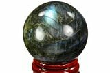 Flashy, Polished Labradorite Sphere - Great Color Play #105786-1